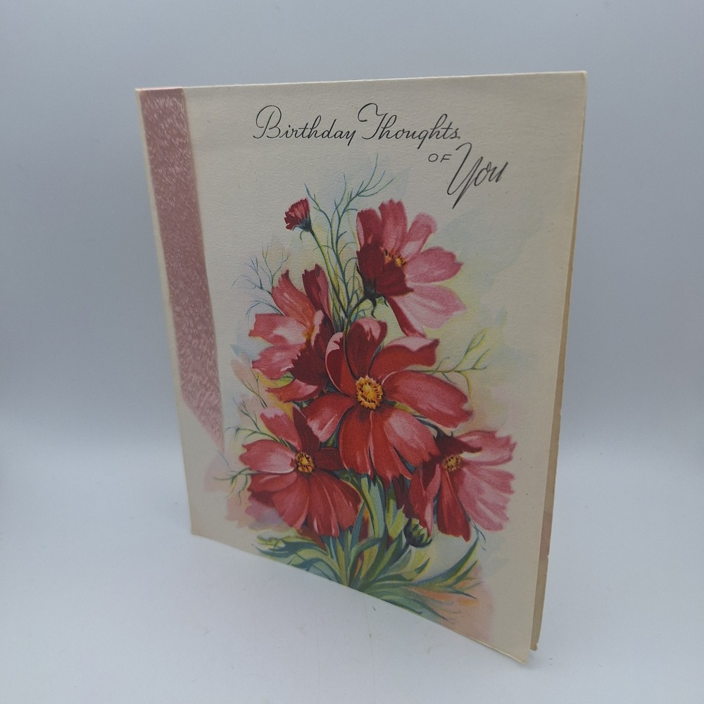 Vintage Birthday‎ Card Flowers Greeting Sentiments From Anna